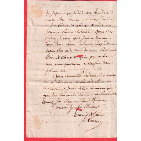 MARQUE 72 LIMOURS EN ROUGE SEINE ET OISE 1823 POUR PARIS INDICE 15