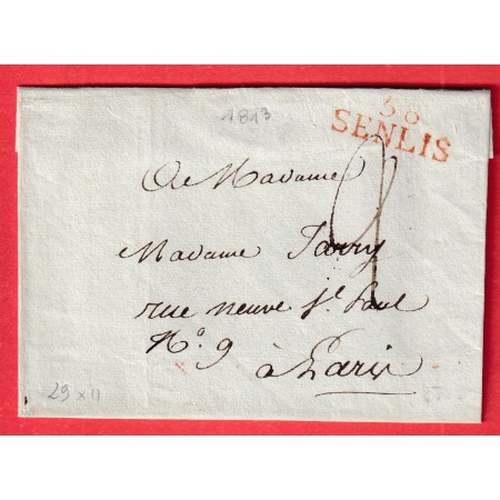 MARQUE 58 SENLIS OISE EN ROUGE 29X11 POUR PARIS INDICE 11