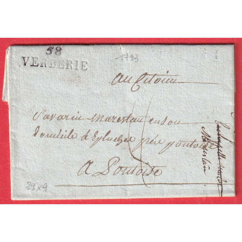 MARQUE 58 VERBERIE OISE 1793 29X9 POUR PONTOISE INDICE 11