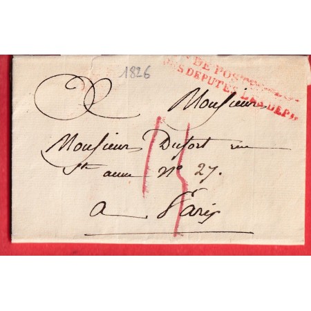 FRANCHISE BAU DE POSTES DES DEPUTES DES DEPT AU DOS LEVEE DEP PARIS 1826 POUR PARIS