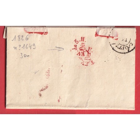 FRANCHISE BAU DE POSTES DES DEPUTES DES DEPT AU DOS LEVEE DEP PARIS 1826 POUR PARIS