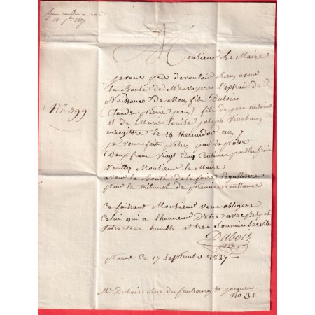 FRANCHISE BUREAU POSTES CHAMBRE DES PAIRS PORT PAYE 60PP 1827 TROYES AUBE