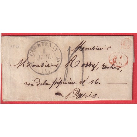 CAD TYPE 12 COURTENAY LOIRET BOITE RURALE C EN ROUGE TAXE RURALE POUR PARIS