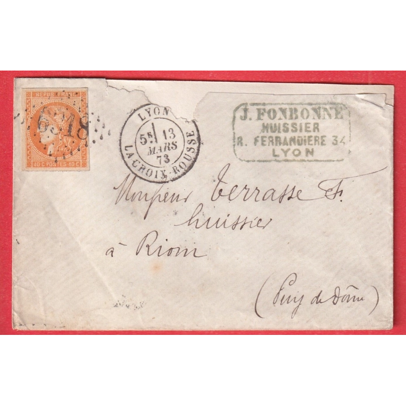N°48 GC 6318 LYON LA CROIX ROUSSE RHONE POUR RIOM PUY DE DOME 1873