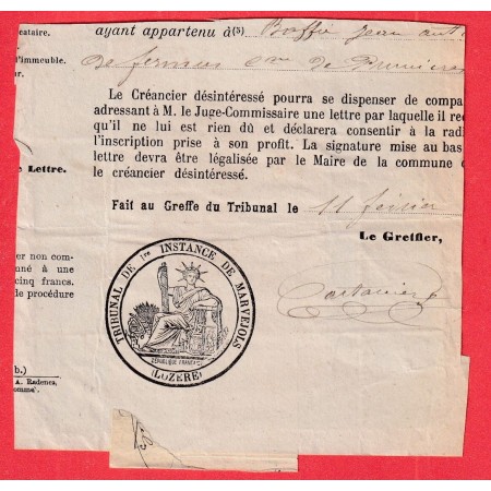 N°85 BLOC DE 20 SUR FRAGMENT DE LETTRE DE MARVEJOLS LOZERE UN TIMBRE DEFECTUEUX