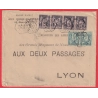 N°97 BANDE DE 4 75 PAIRE LEVEE EXCEPTIONNELLE E1 PARIS R DE CLERY TARIF 1FR10 7EME ECHELON DE POIDS POUR LYON 1898