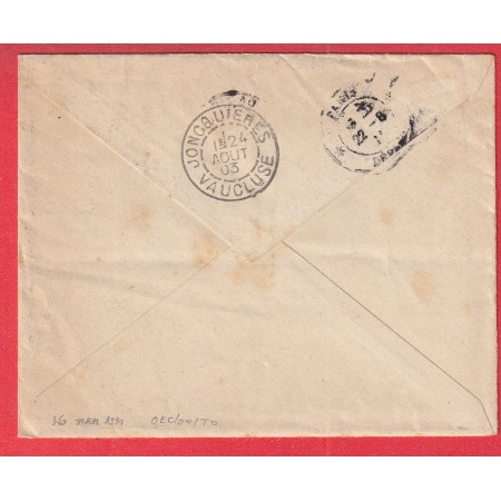 N°129 PAIRE SEMEUSE PARIS 11 LEVEE E2 AV DE L'OPERA 1903 LEVEE EXCEPTIONNELLE POUR JONQUIERES VAUCLUSE