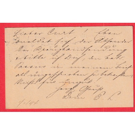 ENTIER ONE PENNY LEVEE EXCEPTIONNELLE LONDON LONDRES 1894 CAD TOO LATE E.B.G.P.O MEEREANE ALLEMAGNE