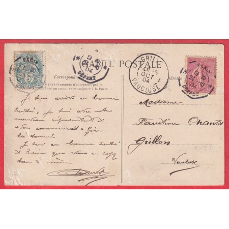 N°111 129 PARIS LEVEE EXCEPTIONNELLE PARIS DEPART HEXAGONAL 1904 POUR GRILLON VAUCLUSE