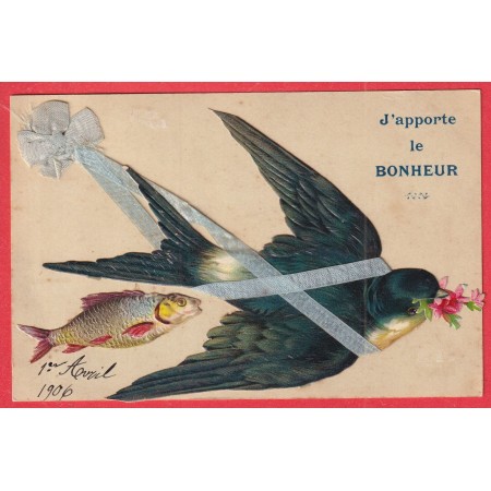 N°111 128 LEVEE EXCEPTIONNELLE VALENCE DROME POUR LYON 1906 BELLE CARTE 1 ER AVRIL 1906 POISSON HIRONDELLE