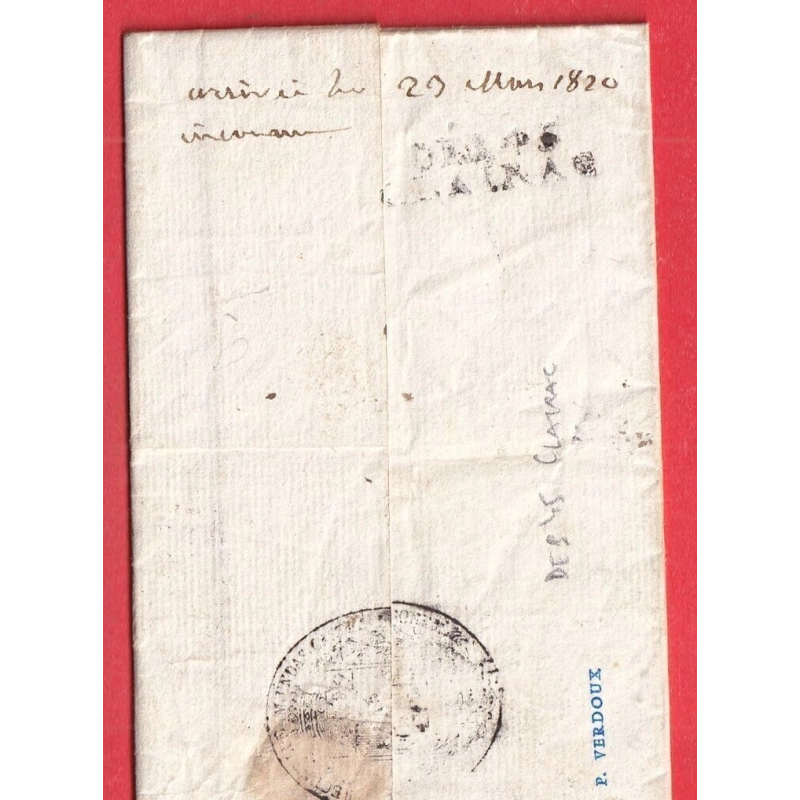 DEBOURSE DEB 45 CLAIRAC 1820 LOT ET GARONNE INDICE 20 DEPART BORDEAUX LE MAIRE