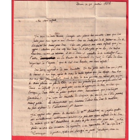 MARQUE MANUSCRIT DOUAY NORD 1828 DATEUR A EN ARRIVEE 1828 RARE POUR OURSCAMP OISE