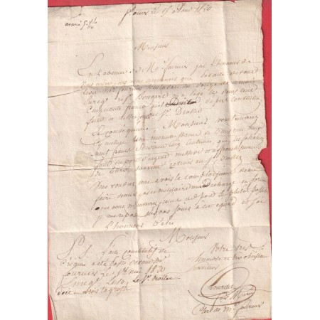 MARQUE P61P ST OMER PAS DE CALAIS 28X9 EN ROUGE POUR LA FERE AISNE 1820 INDICE 9