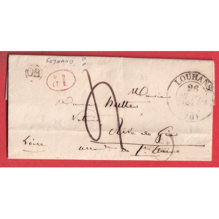 CAD TYPE 13 LOUHANS SAONE ET LOIRE OR + DECIME RURAL FEYNAND ?? POUR RIVE DE GIERS 1844