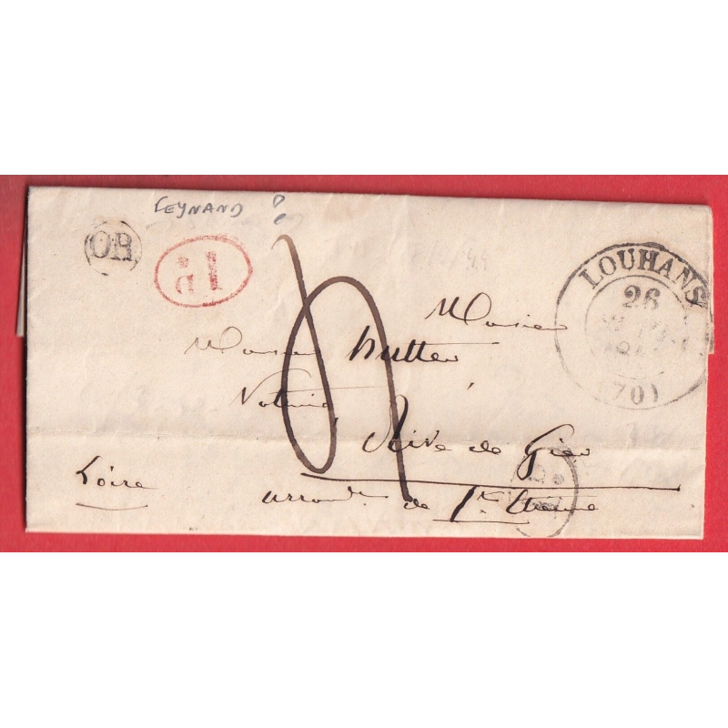 CAD TYPE 13 LOUHANS SAONE ET LOIRE OR + DECIME RURAL FEYNAND ?? POUR RIVE DE GIERS 1844