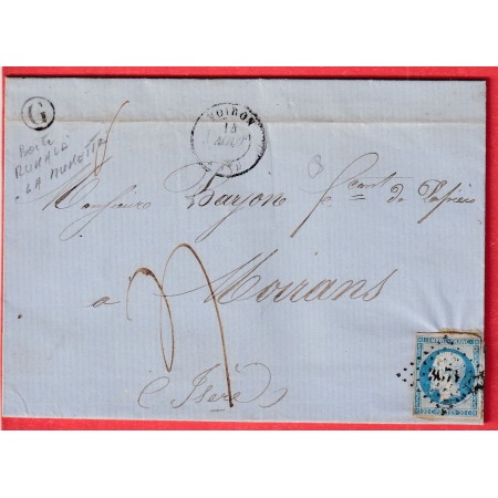 N°14 PC 3671 VOIRON ISERE TAXE 4 DECIMES BOITE RURALE G LA MURETTE POUR MOIRANS