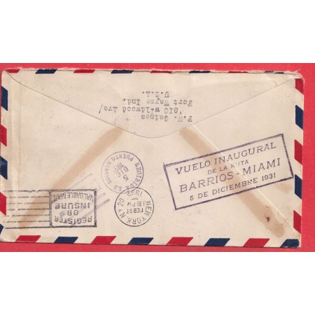 1ER VOL FIRST FLIGHT MIAMI MERIDA PUERTO BARRIOS GUATEMALA USA ETATS UNIS 1931