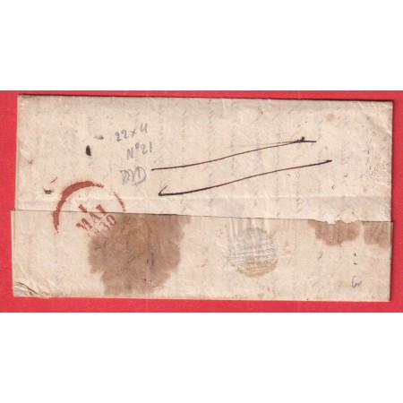 MARQUE P55P METZ MOSELLE + CAD TYPE 12 25 PUIS 26 AVRIL 1830 PRECURSEUR APRES LE DEPART PORT VERIFIE BREST FINISTERE