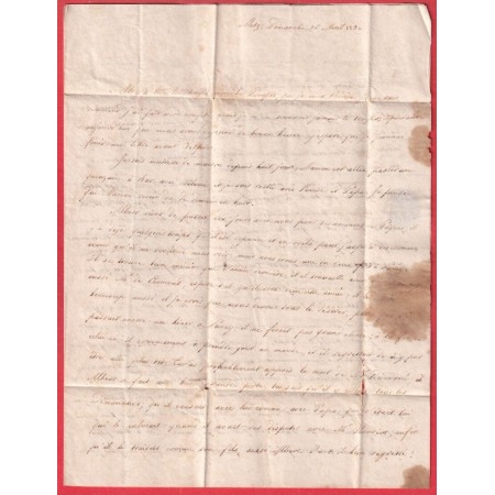 MARQUE P55P METZ MOSELLE + CAD TYPE 12 25 PUIS 26 AVRIL 1830 PRECURSEUR APRES LE DEPART PORT VERIFIE BREST FINISTERE