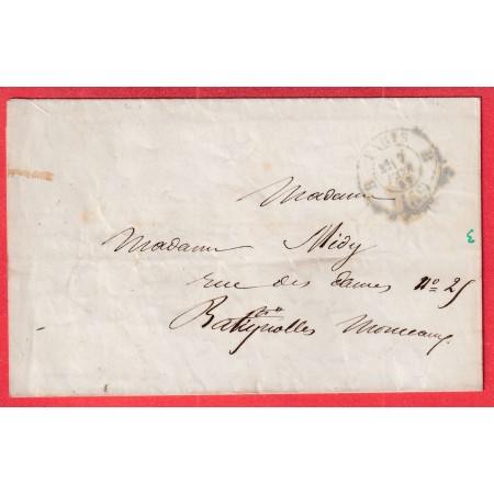 CAD PARIS TAXE 15C BUREAU B POTHION 2529 POUR LES BATIGNOLLES 1859 RECETTES REUNIES