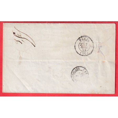 CAD PARIS TAXE 15C BUREAU B POTHION 2529 POUR LES BATIGNOLLES 1859 RECETTES REUNIES