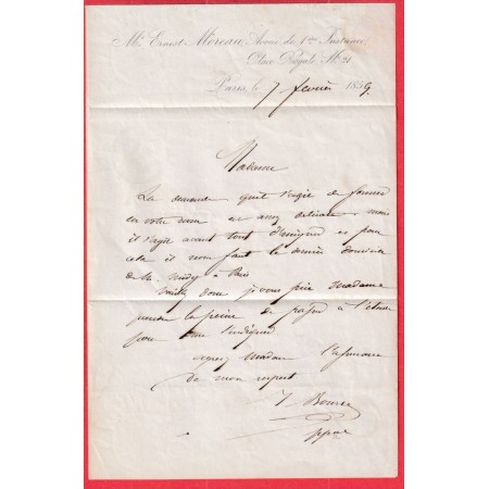 CAD PARIS TAXE 15C BUREAU B POTHION 2529 POUR LES BATIGNOLLES 1859 RECETTES REUNIES