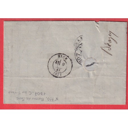 N°29 BUREAU DE PASSE 1307 DIJON COTE D'OR CAD TYPE 17 AISEREY POUR NICE ALPES MARITIMES