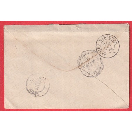 N°29 CAD GARE DE BESANCON LOSANGE AMBULANT PBES PARIS BESANCON 1868 LUNEL HERAULT