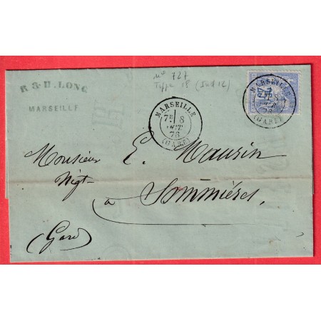N°78 CAD TYPE 18 MARSEILLE GARE BOUCHES DU RHONE POUR SOMMIERES GARD INDICE 12