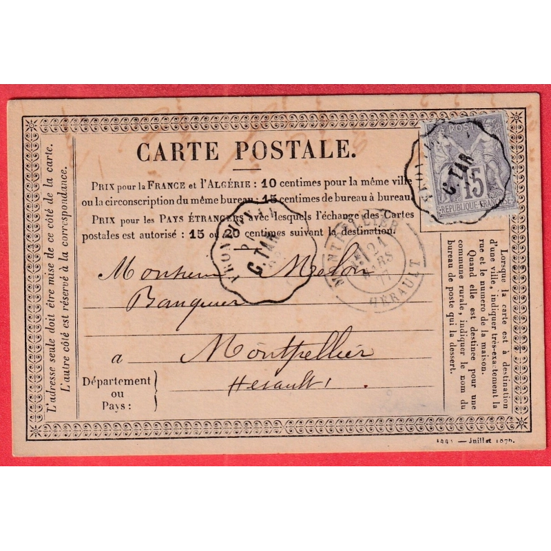 N°77 CONVOYEUR STATION FRONTIGNAN HERAULT POUR MONTPELLIER INDICE 11 CARTE PRECURSEUR