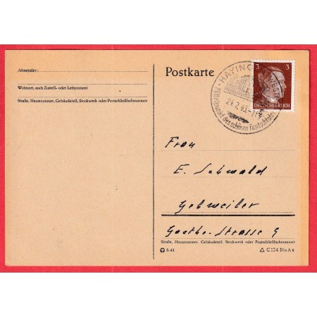 ALSACE LORRAINE CACHET TOURISTIQUE ILLUSTRE HAYANGE HAYINGEN 1943