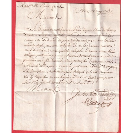 MARQUE MANUSCRIT NICE ALPES MARITIMES 1767 POUR MARSEILLE