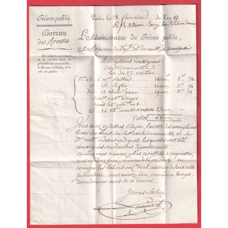 FRANCHISE DIRECTEUR DU TRESOR PUBLIC AN9 POUR MONTPELLIER