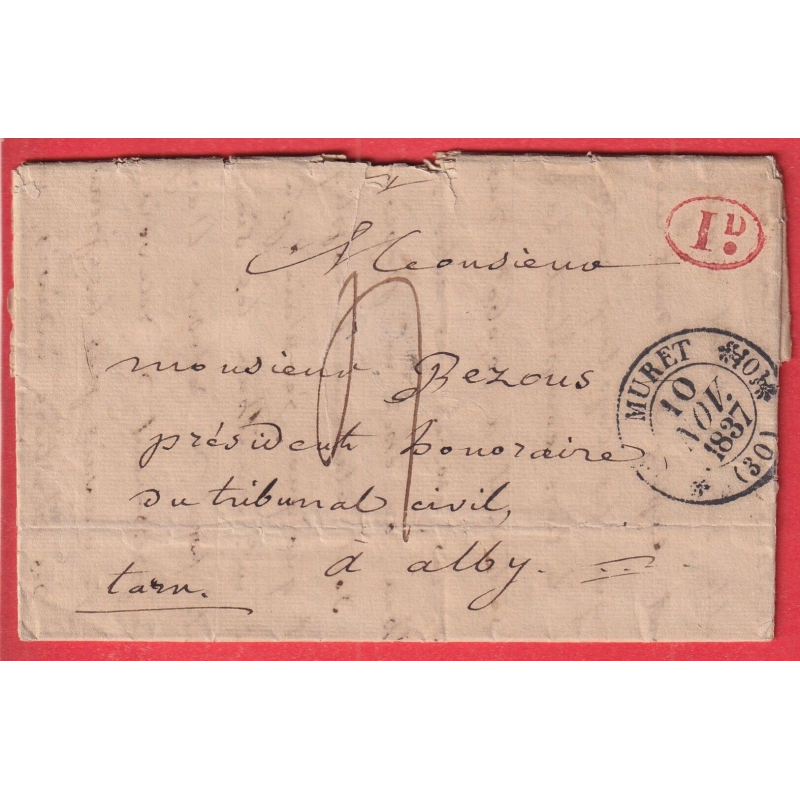 TYPE 11 MURET HAUTE GARONNE DECIME RURAL ROUGE DE BEAUMONT SUR CEZE POUR ALBI TARN