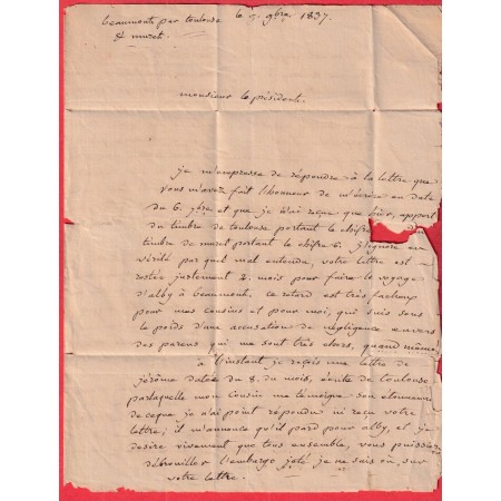 TYPE 11 MURET HAUTE GARONNE DECIME RURAL ROUGE DE BEAUMONT SUR CEZE POUR ALBI TARN