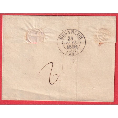 CAD TYPE 11 GY HAUTE SAONE 1838 + PP EN ROUGE POUR BESANCON DOUBS INDICE 13