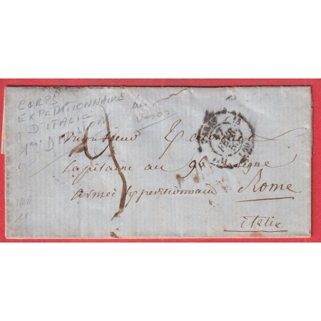 LETTRE DE PARIS POUR ROME CORPS EXPEDITIONNAIRE 1ER DIVISION 1855