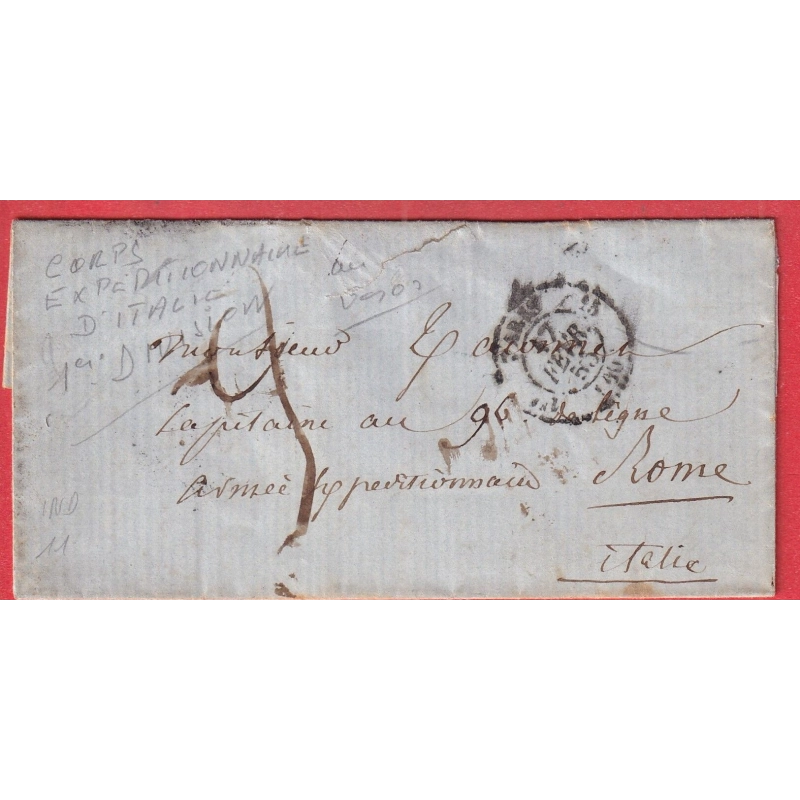 LETTRE DE PARIS POUR ROME CORPS EXPEDITIONNAIRE 1ER DIVISION 1855