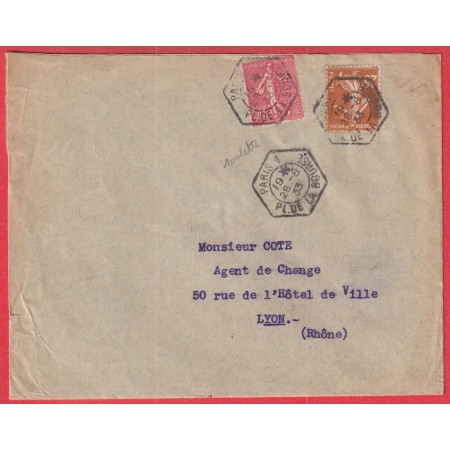 N°199 ROULETTE + N°235 LEVEE EXCEPTIONNELLE PARIS 1 PL DE LA BOURSE POUR LYON