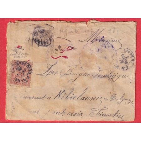10C MOUCHON CHINE CAD CORR ARMEE SHANGHAI CHINE CHINA 1906 CACHET MARITIME LIGNE N N°7 PONT CROIX FINISTERE