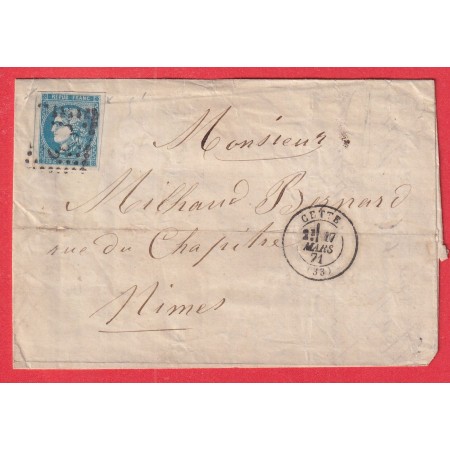N°46B GC 822 CETTE HERAULT POUR NIMES GARS 17 MARS 1871
