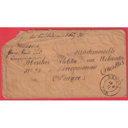 GUERRE 1870 PRISONNIER DE GUERRE DANZIG DANTZIG 1871 SARREGUEMINES MOSELLE