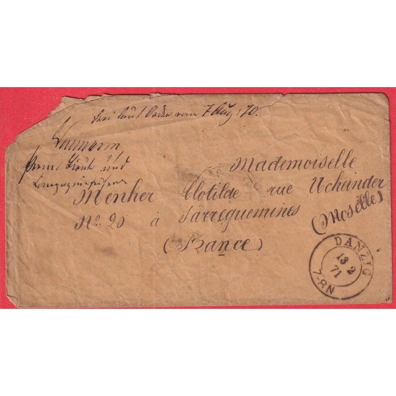 GUERRE 1870 PRISONNIER DE GUERRE DANZIG DANTZIG 1871 SARREGUEMINES MOSELLE