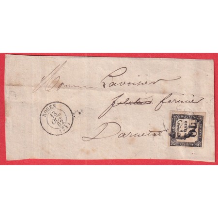 TIMBRE TAXE N°2 CAD ROUEN SEINE INFERIEURE DEVANT DE LETTRE 1862