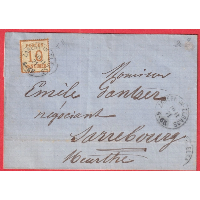 ALSACE LORRAINE N°5 SAVERNE ZABERN IN ELSASS 1871 BAS RHIN SARREBOURG MEURTHE ET MOSELLE