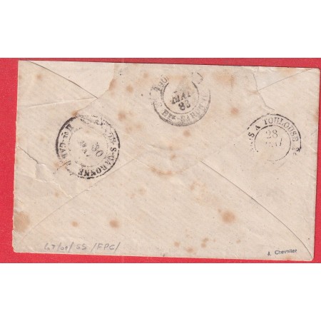 N°90 89X2 LEVEE EXCEPTIONNELLE PARIS AVENUE DE L'OPERA E1 POUR CAEN 1888 TOULOUSE REEXP GRENADE HAUTE GARONNE