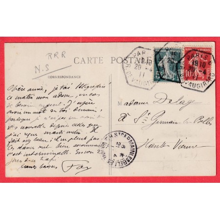 N°137 138 LEVEE EXCEPTIONNELLE PARIS R DE VAUGIRARD 1911 RARE STGERMAIN LES BELLES VIENNE