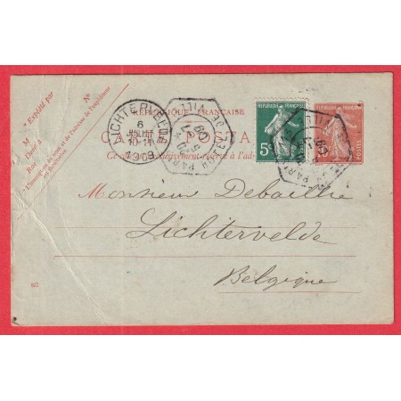 ENTIER SEMEUSE N°137 LEVEE EXCEPTIONNELLE PARIS HOTEL DE VILLE LICHTERVELD BELGIQUE