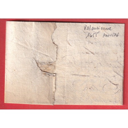 LETTRE DE VALENCIENNES NORD 1655 POUR ANVERS BELGIQUE TAXE ESPAGNOLE 4 AU CRAYON ROUGE