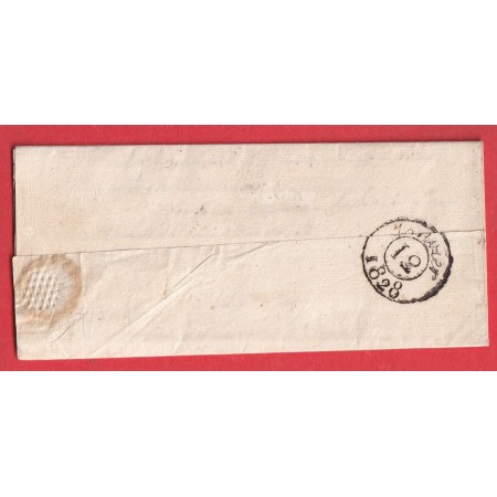 MARQUE 60 BELLEVILLE SEINE 36X11 1828 TAXE MANUSCRIT ROUGE 2 POUR PARIS INDICE 10